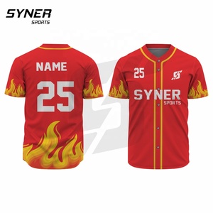 Conception personnalisée 100% polyester Softball & Baseball uniforme respirant ensemble complet avec motifs de feu équipe joueur maillots vêtements de sport - Product Image 4