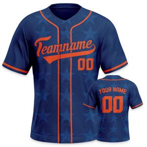 Camiseta de béisbol personalizada, camiseta de manga corta con botones para hombres y mujeres, color azul marino, naranja, nombre personalizado impreso - Product Image 6