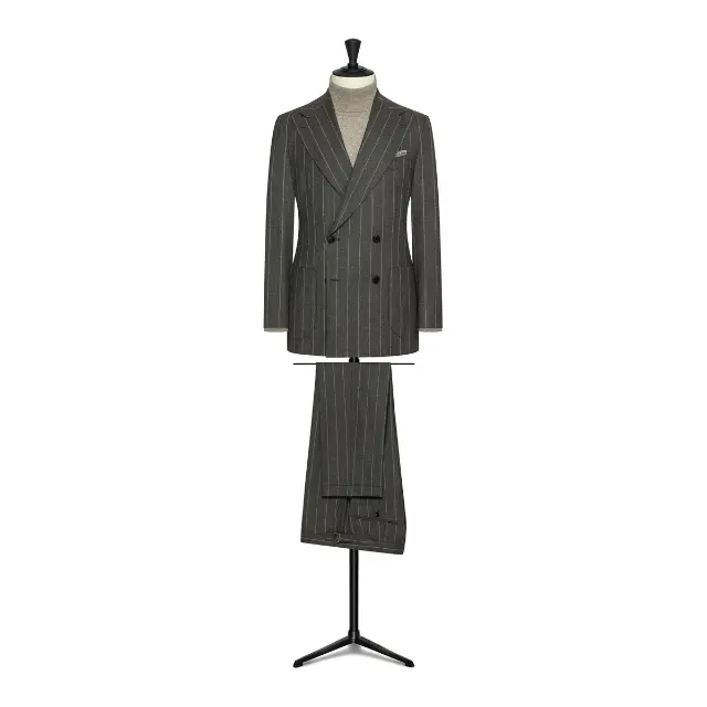 100%, сделанный в Италии, дышащий двубортный эластичный шерстяной костюм в полоску из серого камня, индивидуальный подарок для мужа