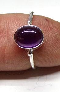 Anillo de piedras preciosas de plata simple para mujer, joyería de amatista natural con piedra natal fina para bodas en Febrero - Product Image 3