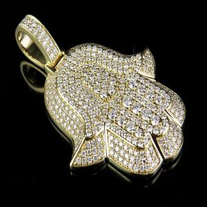 Moda Hip Hop 925 Plata Iced Out Moissanite diamante Hamsa mano colgante joyería religiosa regalo para hombres mujeres - Product Image 1