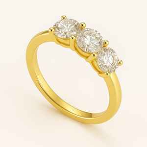 Pour la bague de mariage en diamant rond de laboratoire jaune solide 14K certifiée GIA toutes les tailles disponibles pour les fiançailles - Product Image 3