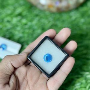 Topaze bleue suisse de forme ronde coupe concave 13mm taille 7.50carat pièce pour la fabrication de bijoux pendentif bague - Product Image 4