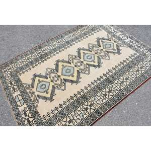 Traditional Beige <b>Black</b> Patchwork Wool <b>Rug</b> 4.6 X 6.4 ft Handmade Turkish Rectangle Hallway for Living Room Bedside <b>Rugs</b> Latex - Product Image 4