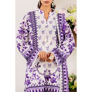 Traje de jardín morado sin costuras de 3 piezas para mujer, talla XS, largo hasta la rodilla, con estampado digital, cuello mandolina, decoración de diamantes, producto boutique ODM - Product Image 1