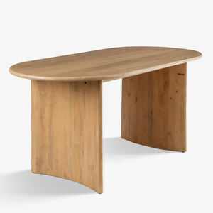 Table à manger en bois 6 places Moderne en bois d'acacia massif Forme ovale Nouveau design Pieds en bois Restaurant Cuisine Maison Table à manger - Product Image 1