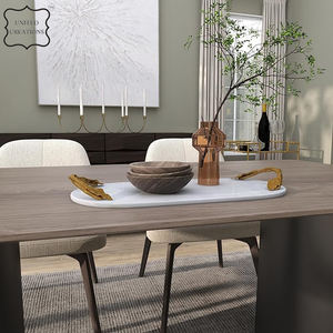 Bandeja de piedra de mármol envejecido más vendida con tamaño personalizado hecho a mano estilo moderno mango de latón accesorio decorativo para el hogar a precio - Product Image 6