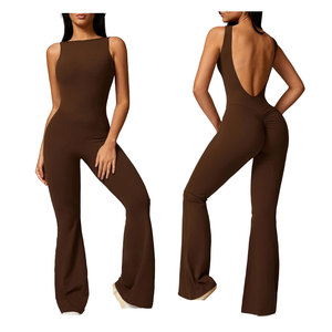 Ropa de mujer de talla grande Ropa de gimnasio personalizada Mono sexy Espalda abierta Ropa deportiva de entrenamiento Body sin mangas para mujer - Product Image 3