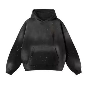 Sweat-shirts à capuche unisexes 320 g/m² personnalisés, effet délavé, épaules tombantes, style streetwear, 100 % coton molletonné/éponge française - Product Image 6