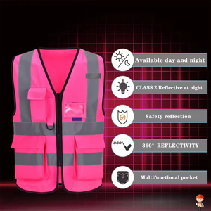 Gilets de sécurité réfléchissants à glissière à prix compétitif gilet de sécurité haute visibilité multifonctionnel respirant à séchage rapide unisexe - Product Image 4