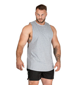 Vente en gros de t-shirts gris athlétiques en coton personnalisés pour la course à pied sans manches, débardeur de gym pour hommes - Product Image 3