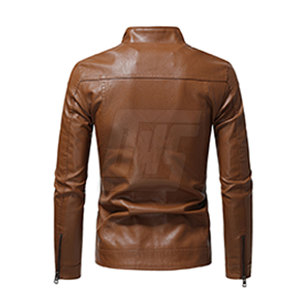 Veste en cuir véritable pour hommes avec fermeture éclair complète et design élégant pour la fête ou les tenues décontractées veste d'hiver pour hommes - Product Image 2