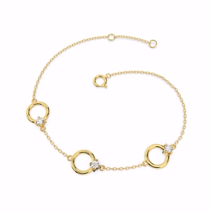 สร้อยข้อมือชุบทองสีเหลือง10K สไตล์วินเทจรูปทรงกลมประดับด้วยหิน CZ สำหรับเป็นของขวัญหรืองานปาร์ตี้ผลิตในเวียดนาม - Product Image 6