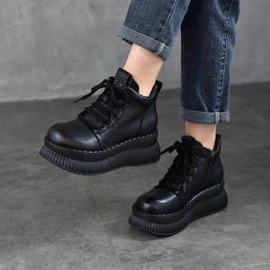 รองเท้าบูทส้นเข็มหัวแหลมสำหรับผู้หญิง รองเท้าบูทเชลซีหนังแฟชั่นสำหรับผู้หญิง แบบสวมด้านข้างมีแถบยางยืด ส้นหนาสำหรับสุภาพสตรี - Product Image 2