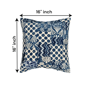 Handmade Indigo <b>Blue</b> & Multicolor Abstract Digital Print Cushion Cover Pair 16x16 Decorative Throw Pillow Covers for <b>Sofa</b> & <b>Bed</b> - Product Image 3