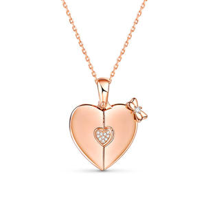 Collar Personalizado Jeulia de Plata de Ley con Lazo, Corazón y Diamante Chapados en Oro - Product Image 2