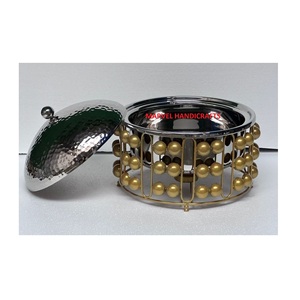 Cacerola Retro de Malla de Alambre de Hierro con Olla de Acero Inoxidable Martillado |   Calentador de Alimentos para Buffet, Catering, Comedores y Eventos - Product Image 2