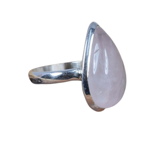 Anillo de piedras preciosas de moda para niñas hecho a mano de cuarzo rosa Natural, anillo de Plata de Ley 925 sólida para mujeres y regalos, joyería estampada - Product Image 1