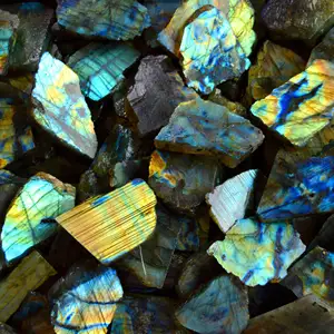 Tranches de Labradoite brute de feu bleu naturel poli non poli pierre précieuse cristal de guérison pierre de poche géodes de roche pour bijoux - Product Image 1