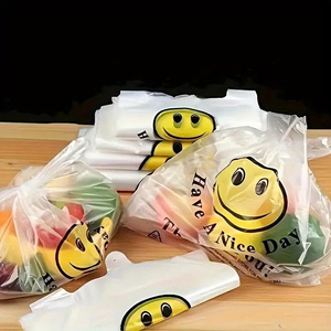 Bolsa de plástico reutilizable para camisetas con logotipo impreso y tamaño personalizable con asa para envasado de alimentos en supermercados - Product Image 2