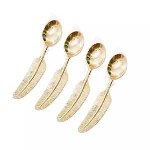 Ensemble de cuillères de service au design unique avec manche en résine, service à salade plaqué or, ensemble de couverts en acier inoxydable, ensemble de couverts de la famille royale - Product Image 1