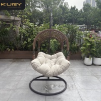 Fauteuil suspendu en forme d'œuf, pliable, de haute qualité, en corde tressée à la main, pour jardin, terrasse, meubles de jardin