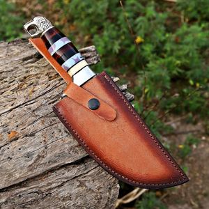 Cuchillo de caza de acero J2 hecho a mano personalizado con mango de resina Protector de acero J2 Borde parcialmente dentado Camping y senderismo Garantía de 3 años - Product Image 6