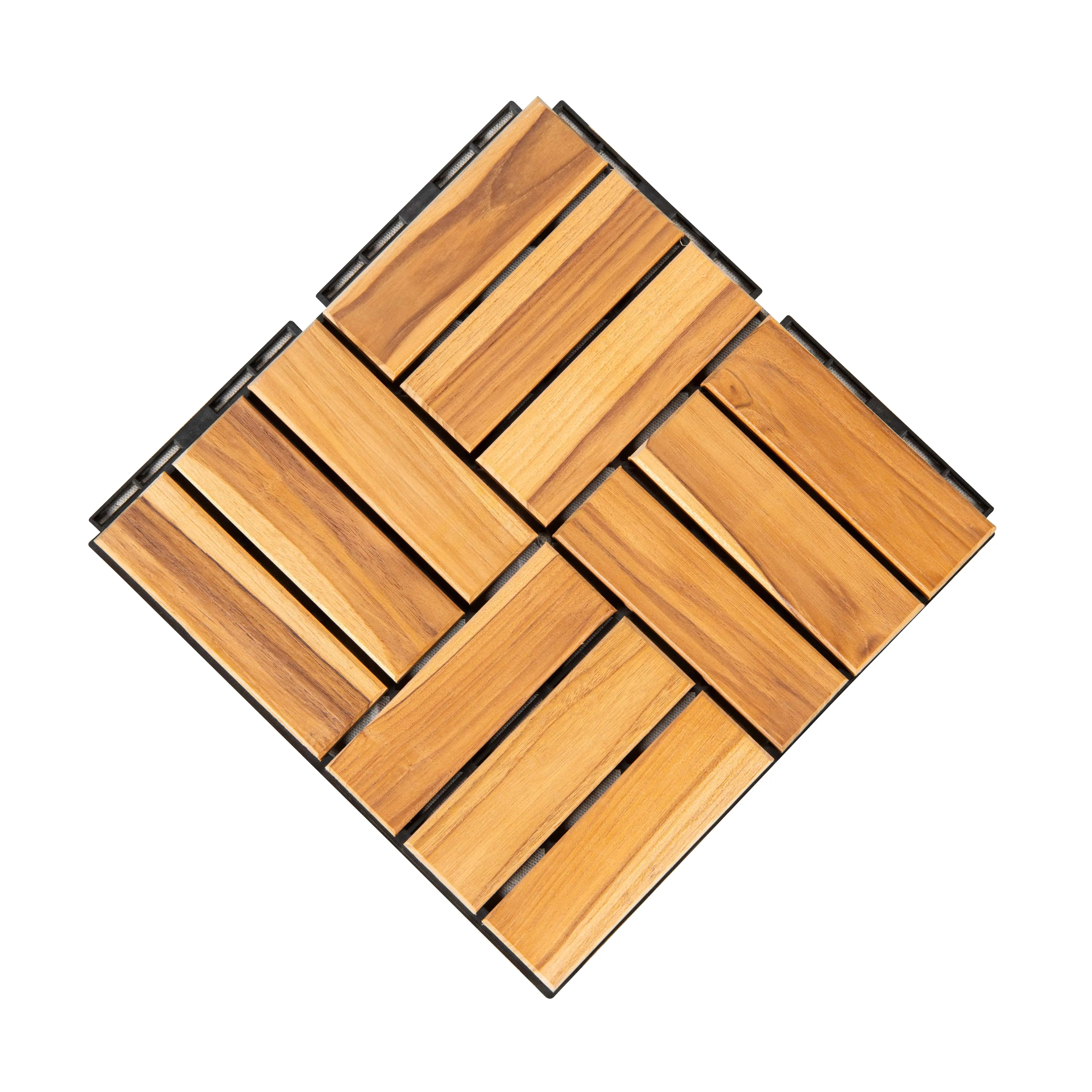 Vietnam Teak Interlocking Wood Deck Tiles for Balcony/Square Flooring Tiles DIY Installation KD Patio Garden