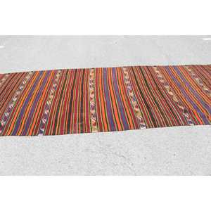 Tapis vintage, tapis turc de 5,1 x 13,1 pieds, tapis en laine bleu style sud-ouest - Product Image 3