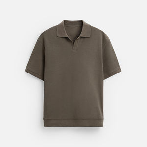 Polo de punto personalizado para hombre, patrón sólido con textura vertical, ropa informal versátil para todas las estaciones para uso diario al aire libre - Product Image 6