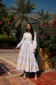 Nueva llegada de calidad superior de las mujeres de Ucrania bordado largo Midi Maxi vestido con trabajo de hilo de oro y plata a precios a granel - Product Image 4