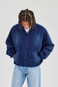 Sweats à capuche surdimensionnés à fermeture éclair imprimés personnalisés en molleton de coton 100% pour hommes, délavage vintage d'hiver, vente en gros - Product Image 6