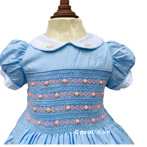 Lindo vestido azul para Niña-Vestido bordado a mano de princesa para Niña-OEM-ODM - SM221139 - Product Image 2