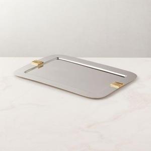 Nueva bandeja de servicio de acero inoxidable de calidad premium hecha a mano con diseño de forma redonda bandeja de servicio para servir alimentos - Product Image 6