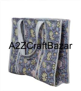 Sac fourre-tout élégant, léger, matelassé à la machine, fait main, imprimé à la main, sac de week-end, grand sac de transport, sac de plage indien - Product Image 4