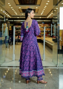 ชุด anarkali kurti ปักผ้าฝ้ายแท้สีม่วงสำหรับผู้หญิงเสื้อผ้าชนเผ่าชุดปาร์ตี้อินเทรนด์สุดพิเศษ - Product Image 5