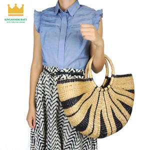 Pour les femmes nouvelle tendance produits chauds jonc de mer jacinthe d'eau sacs à main sacs faits à la main sac de paille réutilisable sac à provisions - Product Image 4