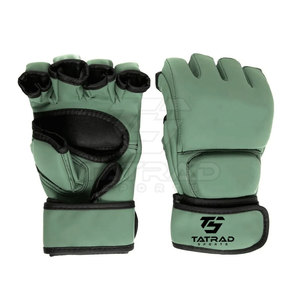 Gants de MMA en cuir de qualité supérieure avec design personnalisé, fermeture à lacets, respirants et légers, demi-doigts, fabriqués au Pakistan - Product Image 1