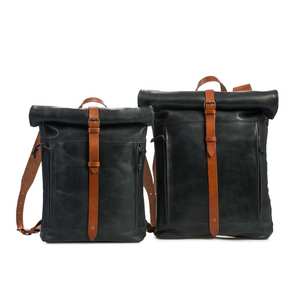 Sac à dos roll top en cuir minimaliste style vintage pour homme LRTB-0087 étanche pour les voyages d'affaires ordinateur portable cuir véritable - Product Image 6