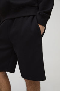 Shorts pour hommes 100% coton, noir uni, respirant, en toile, séchage rapide, taille élastique, logo élégant, poches, décontracté, confortable pour l'été - Product Image 5