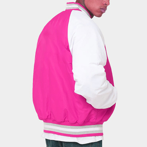 2025 Crew Neck Full Button Varsity Jacket Nylon Custom Patch Embroidery logo Oversized Letterman Jacket for Factory - Product Image 5