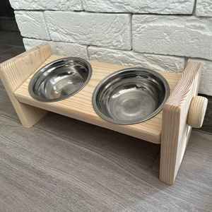 Modern Eco-Friendly Wooden <b>Raised</b> Pet Feeding Station with Dual Stainless Steel <b>Bowls</b> for <b>Dogs</b> and Cats - Product Image 4