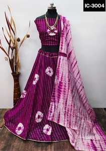 ชุดเลเฮนกาโชลีผ้าไหมชานเดรีพิมพ์ลายบาติกสไตล์อินเดียสำหรับงานแต่งงาน พร้อมขอบลูกไม้และผ้าด้านในสำหรับงานปาร์ตี้ - Product Image 4