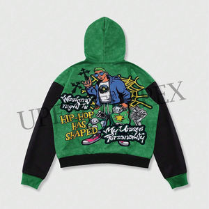 Up-Felt-Impex Sweat à capuche personnalisé avec patchwork et imprimé à manches longues pour hommes Sweat à capuche décontracté à manches longues avec cordon de serrage pour hommes - Product Image 2