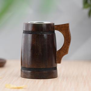 Corne à boire viking artisanale personnalisable, mug en bois naturel, agate, style nautique, thème animal pour Noël - Product Image 2