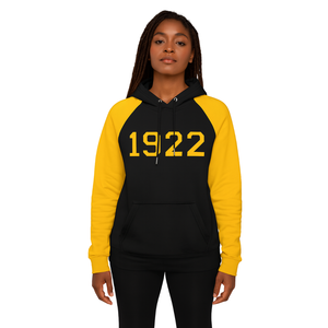 Année de fondation 1922 Sigma Gamma Rho corps noir or manches raglan pull à capuche SGRho sororité vêtements Divine Nine HBCU - Product Image 1