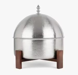 Marmite au design moderne, argentée, brillante et polie avec cuisine dorée et casserole de table d'occasion Marmite à produit chaud en métal - Product Image 3