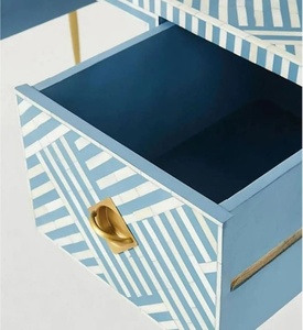 Commode moderne à 2 tiroirs en incrustation d'os Mobilier fait main pour chambre à coucher Hôtel Coffre élégant avec incrustation décorative complexe - Product Image 2