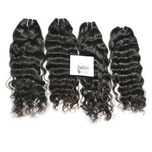 100% Paquetes de cabello humano indio Virgen sin procesar, cutícula alineada, onda profunda recta, cabello sin procesar de alta calidad - Product Image 2