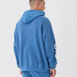 Vente en gros de sweats à capuche graphiques personnalisés basiques en polaire lourde Sweats à capuche et sweat-shirt surdimensionnés en coton à épaules tombantes pour hommes avec poche - Product Image 2